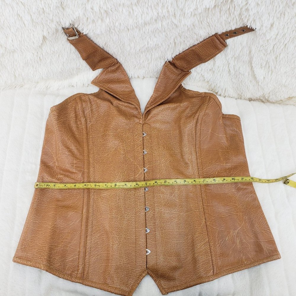 Faux Leather Plus Queen Size Halter Corset Top